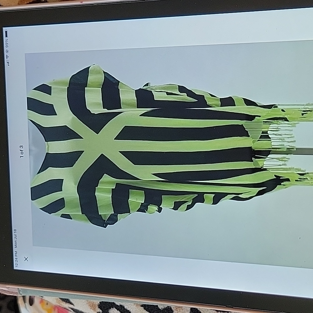 SEAFOLLY AUSTRALIA Neon Green/Black Fringe Dress Cover-Up One Size
